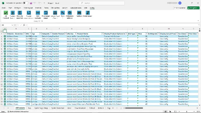 cobby Excel product list