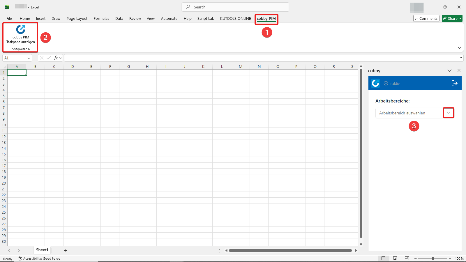 Opening Excel and selecting workspace