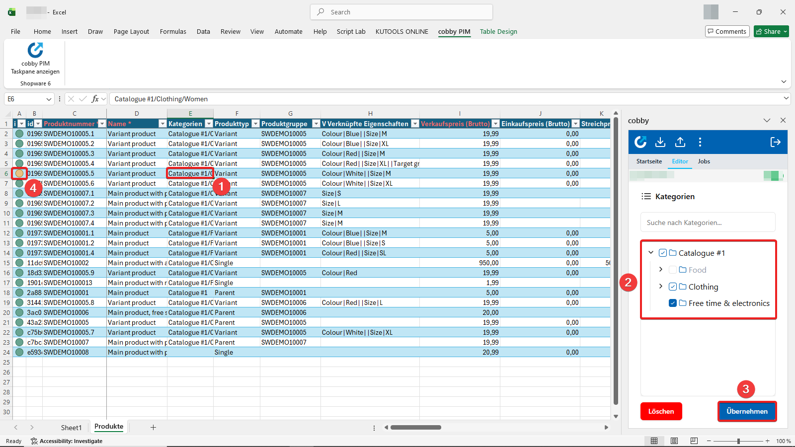 Editing product categories