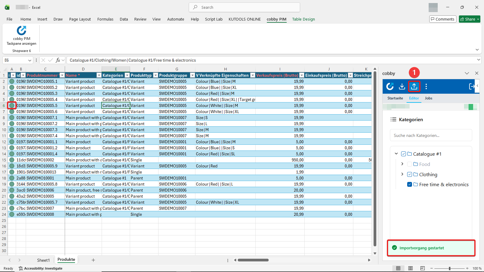 Saving products to Shopware