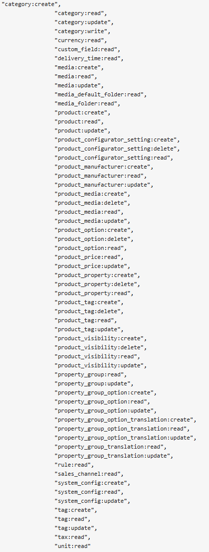 Shopware role permissions