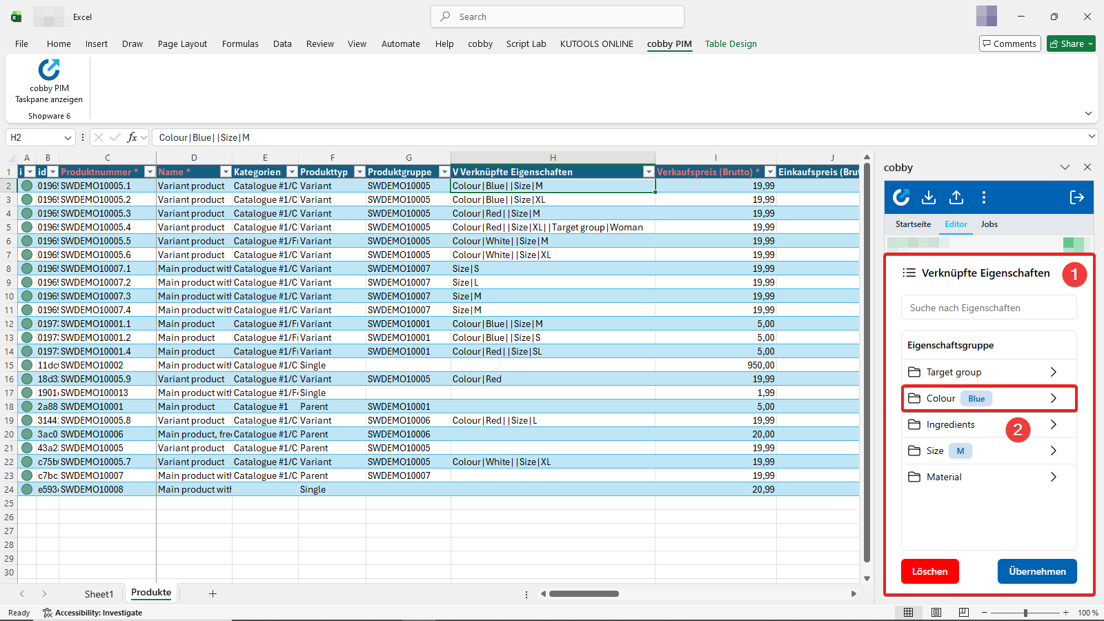 Property groups in the Editor
