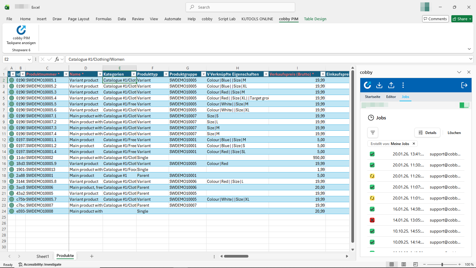 Task Pane/Jobs Shopware